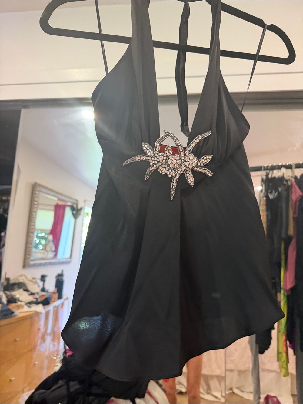 Ingwa Melero Embellished Silk backless top in Black Size Small Like New💕